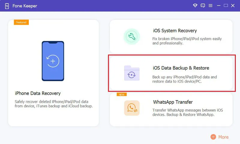 access the ios data backup tool
