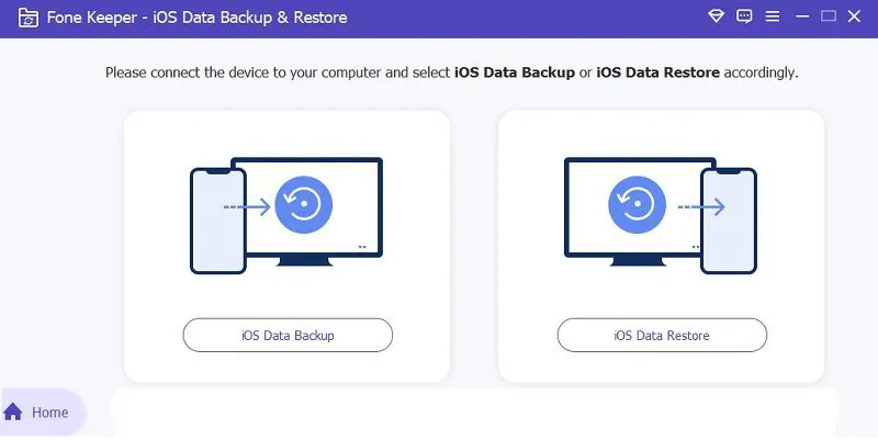 choose whether to create or restore backup