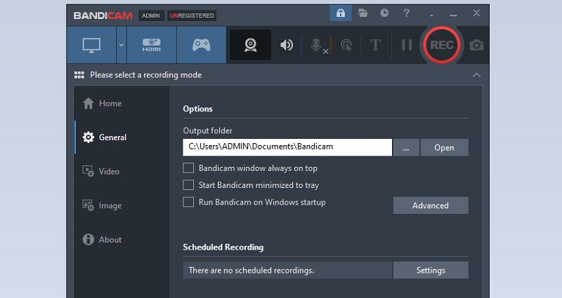 bandicam screen recorder interface